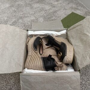 Gucci Leather Platform Espadrilles